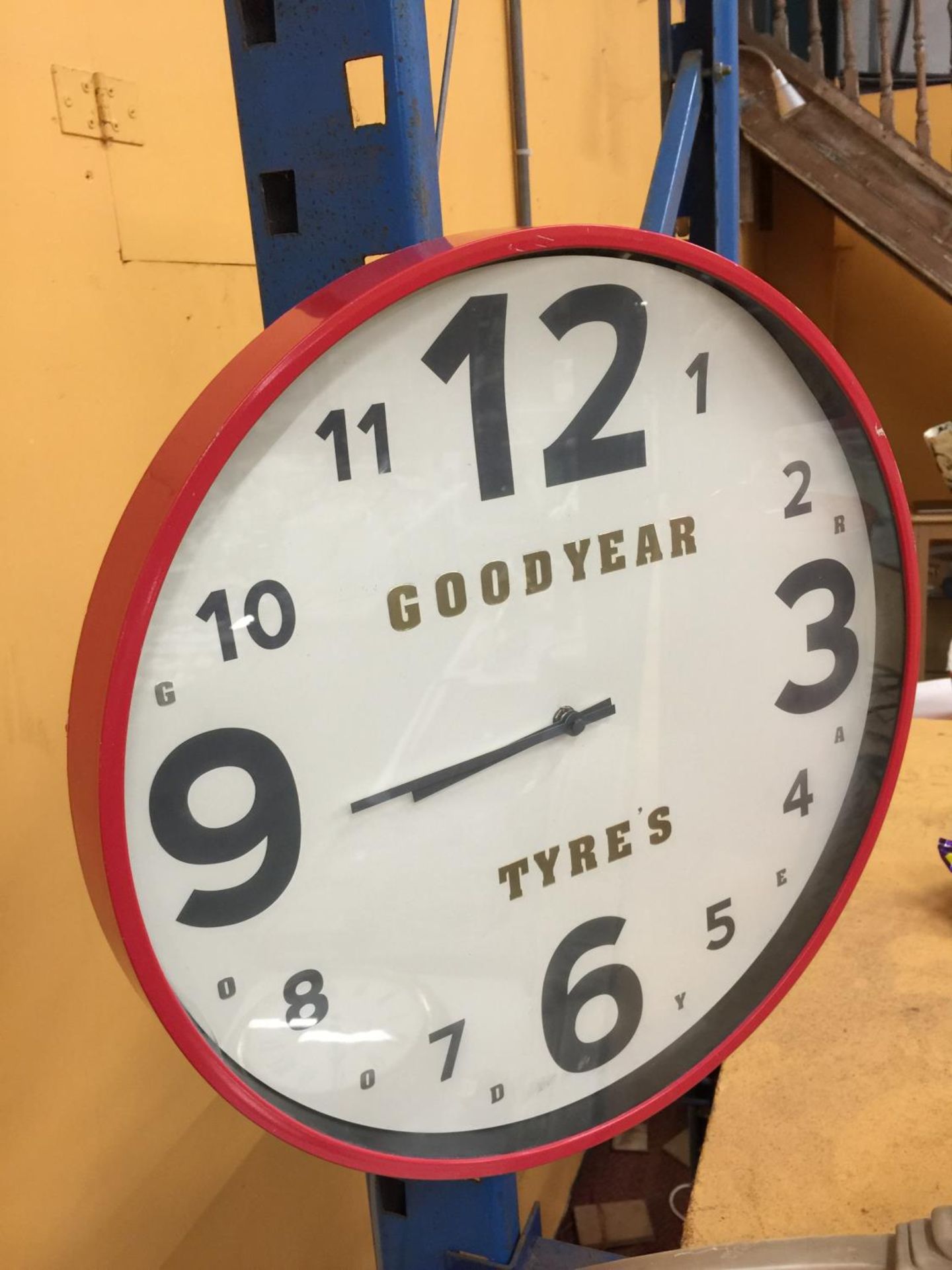 A LARGE GOODYEAR TYRES WALL CLOCK DIAMETER APPROX 46CM - Image 2 of 2