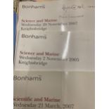 A QUANTITY OF BONHAMS AUCTIONEERS BACK CATALOGUES FROM LONDON AND NEW YORK SCIENTIFIC AND MARINE AND