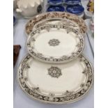 TWO OVAL VICTORIAN PLATTERS DIAMETERS 44.5CM AND 39.5CM PLUS A LARGE JOHNSON BROS OVAL MEAT