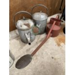 THREE VINTAGE WATERING CANS TO INCLUDE A BELDRAY AND A HAWS ETC