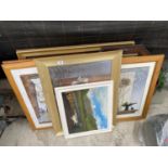 AN ASSORTMENT OF FRAMED PICTURES, PRINTS AND MIRRORS