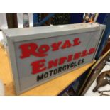 A ROYAL ENFIELD MOTORCYCLES ILLUMINATED SIGN W: 58CM