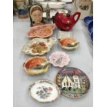 A QUANTITY OF CERAMIC AND CHINA ITEMS TO INCLUDE NORITAKE DISHES, A CARLTON WARE 'RED BARON' TEAPOT,