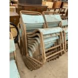 TEN TUBULAR METAL AND BENTWOOD STACKING CHAIRS