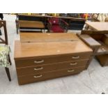 A RETRO TEAK EFFECY DRESSING CHEST 49" WIDE