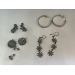 FIVE PAIRS OF SILVER EARRINGS