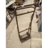 A VINTAGE METAL TWO WHEELED SACK TRUCK