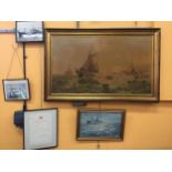 A COLLECTION OF SIX PHOTOGRAPHS AND PRINTS OF SHIPS ETC - THIS LOT IS FROM THE ESTATE OF THE LATE