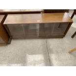 'UNIX' MODULAR OAK STORAGE SHELVES LABELLED PHOENIX GALLERY, WITH GLASS SLIDING DOORS, 42.5" WIDE