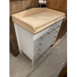 A MODERN CHEST OF FOUR DRAWERS WITH CHANGING MAT TOP, 38" WIDE