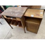 A MID 20TH CENTURY BEDSIDE LOCKER AND RECORD STORAGE SIDE TABLE