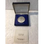 A BARBADOS 1975 $10 SILVER PROOF COIN , BOXED WITH CERTIFICATE OF AUTENTICITY