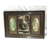 A VICTORIAN HARDWOOD TRIPTYCH WITH CENTRAL MIRROR