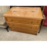 A MODERN PINE CHEST OF THREE DRAWERS, 40" WIDE