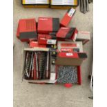 A COLLECTION OF HILTI NAILS AND CARTRIDGES ETC