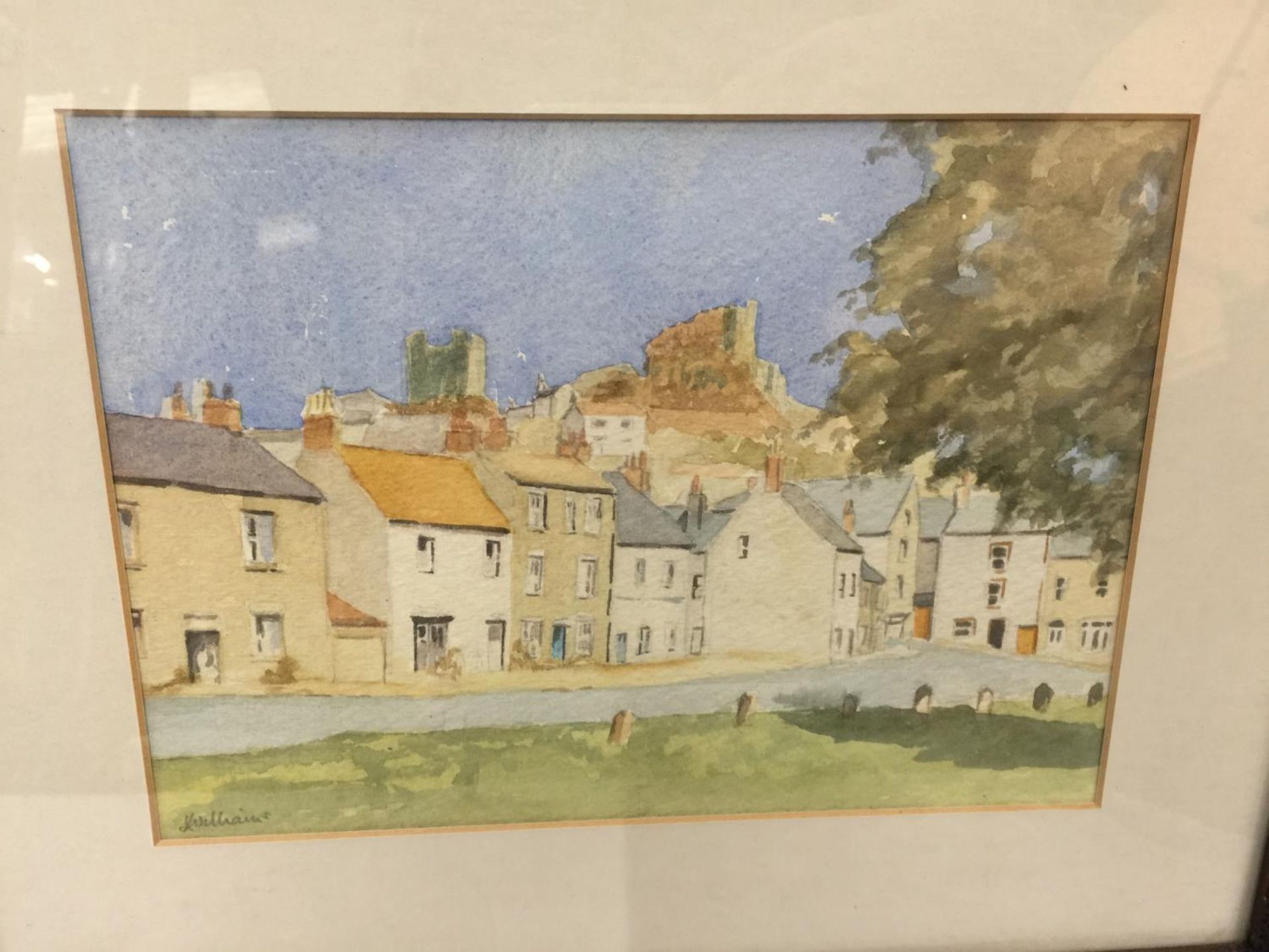 A FRAMED VINTAGE WATER COLOUR OF CORFE CASTLE SIGNED L. WILLIAMS 40CM X 48CM - Image 2 of 4