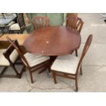 A 'WILLIAM LAWRENCE' EXTENDING DINING TABLE AND FOUR CHAIRS, 40" SQUARE (LEAF 12")