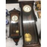 TWO MAHOGANY CASED WALL CLOCKS