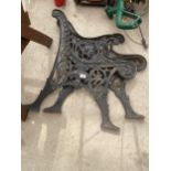 A PAIR OF VINTAGE CAST IRON BENCH ENDS