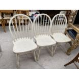 THREE PAINTED KITCHEN CHAIRS