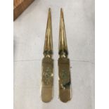 TWO VINTAGE BRASS SANDRINGHAM LETTER OPENERS