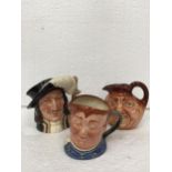 A SMALL ROYAL DOULTON CHARLES DICKENS CHARACTER JUG "FAT BOY" (8.5 cm) TOGETHER WITH TWO FURTHER