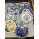 A QUANTITY OF BLUE AND WHITE CERAMIC PLATES