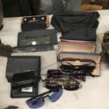 A QUANTITY OF LADIES PURSES AND SUNGLASSES