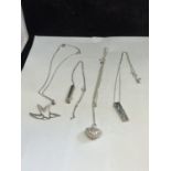 FOUR SILVER NECKLACES WITH PENDANTS