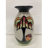 A LORNA BAILEY CHERRY HILL LIPPED VASE - 20.5 CM SIGNED TO THE BASE