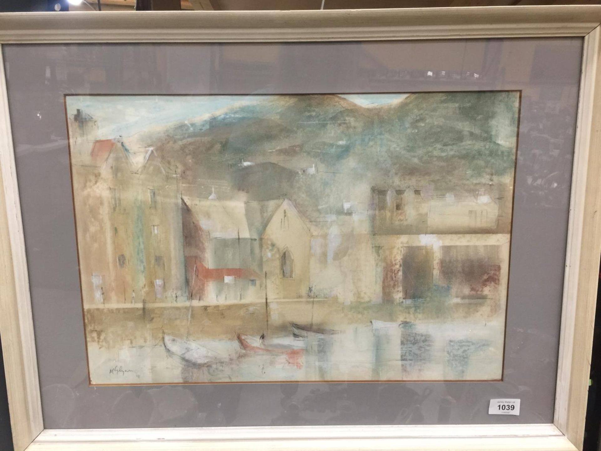 A FRAMED WATERCOLOUR OF BARMOUTH IN NORTH WALES, SIGNED TERRY MCGLYNN 70CM X 52.5CM