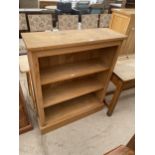 A MODERN PINE OPEN THREE TIER BOOKCASE, 35" WIDE