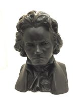 A HEAVY BUST OF BEETHOVEN ENGRAVED WITH SIGNATURE G. SETT 1915 H: 38CM