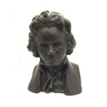 A HEAVY BUST OF BEETHOVEN ENGRAVED WITH SIGNATURE G. SETT 1915 H: 38CM