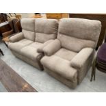 A 'NATHAN PAYNE' G-PLAN TWO SEATER SETTEE AND MATCHING RECLINER CHAIR