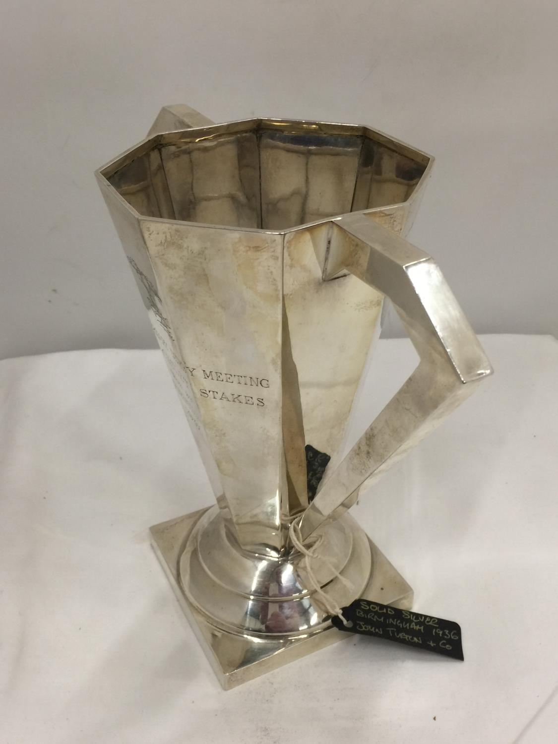 A SILVER ART DECO STYLE GREYHOUND RACING TROPHY ENGRAVED 10TH ANNIVERSARY DERBY MEETING WON BY - Image 3 of 8