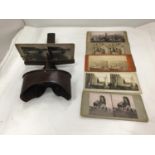 A VICTORIAN STERIO SCOPE AND VIEWING CARDS