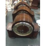 THREE VINTAGE MAHOGANY CASED MANTLE CLOCKS TO INCLUDE AN ENFIELD