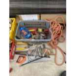 AN ASSORTMENT OF TOOLS TO INCLUDE SAWS, MOLE GRIPS AND SPANNERS ETC