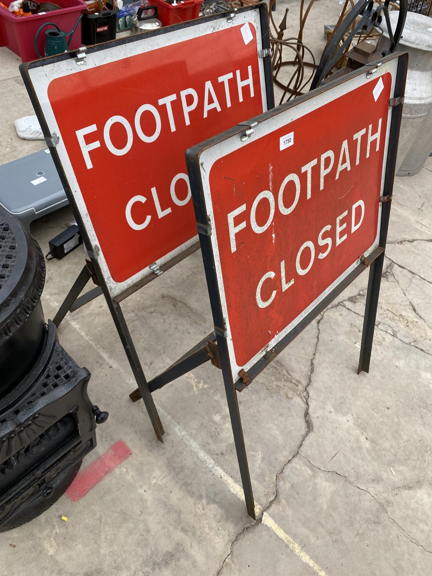 TWO FOOTPATH CLOSED ROAD SIGNS