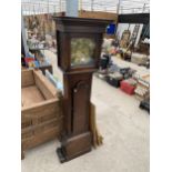 AN 18TH CENTURY OAK 30 HOUR LONGCASE CLOCK WITH SQUARE BRASS DIAL