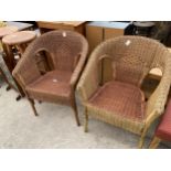 A PAIR OF WICKER AND BAMBOO CONSERATORY CHAIRS