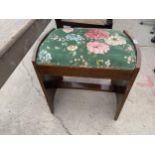 AN ART DECO WALNUT STOOL WITH FLORAL TOP