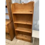 A MODERN PINE FOUR TIER OPEN BOOKCASE, 25.5" WIDE