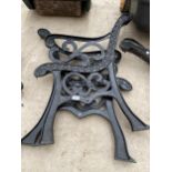 A PAIR OF DECORATIVE CAST IRON BENCH ENDS