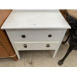 A MID 20TH CENTURY WHITE PAINTED CHEST OF TWO DRAWERS, 25" WIDE