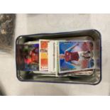 A QUANTITY OF TOPPS MATCH ATTAX FOOTBALL TRADING CARDS COMPLETE WITH TIN