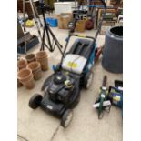 A MACCALLISTER PETROL ENGINE LAWN MOWER WITH GRASS BOX