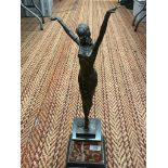 AN ART DECO STYLE BRONZE OF AN EGYPTIAN DANCER ON A MARBLE BASE SIGNED D.H.CHIPARUS H: 56CM