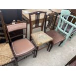 THREE VARIOUS MAHOGANY AND INLAID EDWARDIAN CHAIR